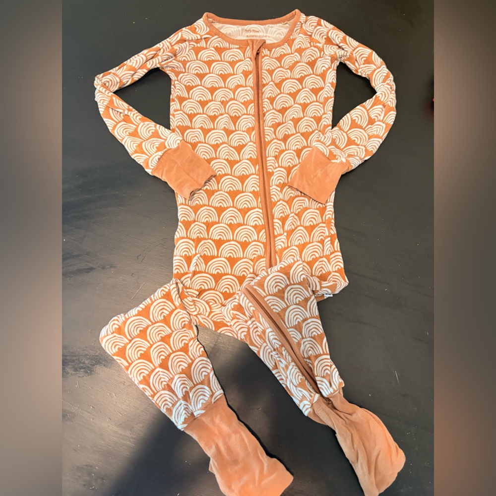 Little Sleepies- Rust Orange and Cream Rainbow